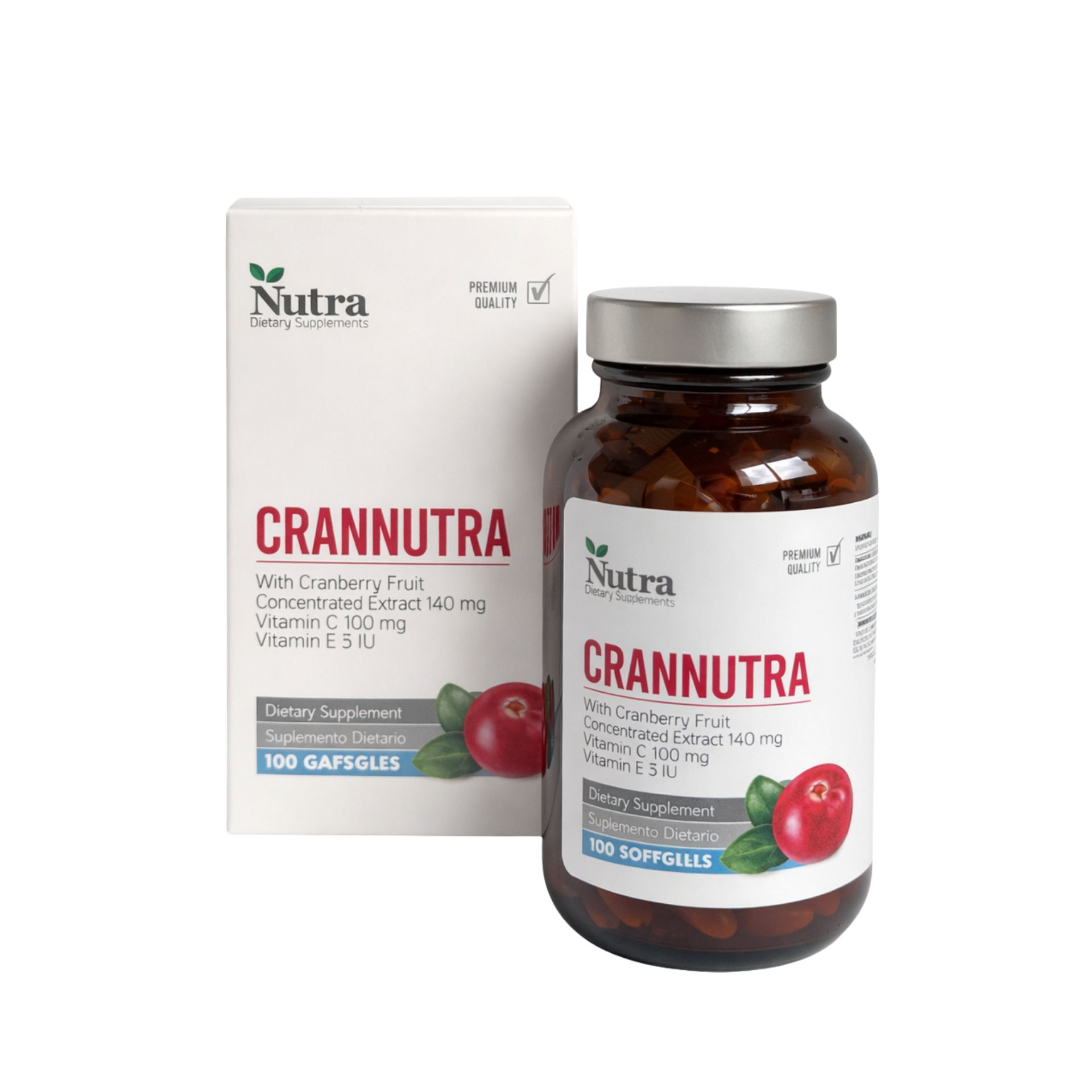 Nutra Crannutra — frasco y caja